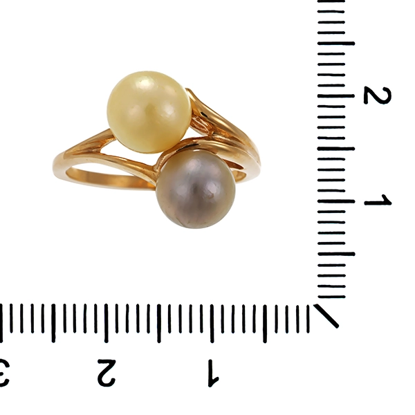 Ring, 9K, Gelbgold, Perlen
