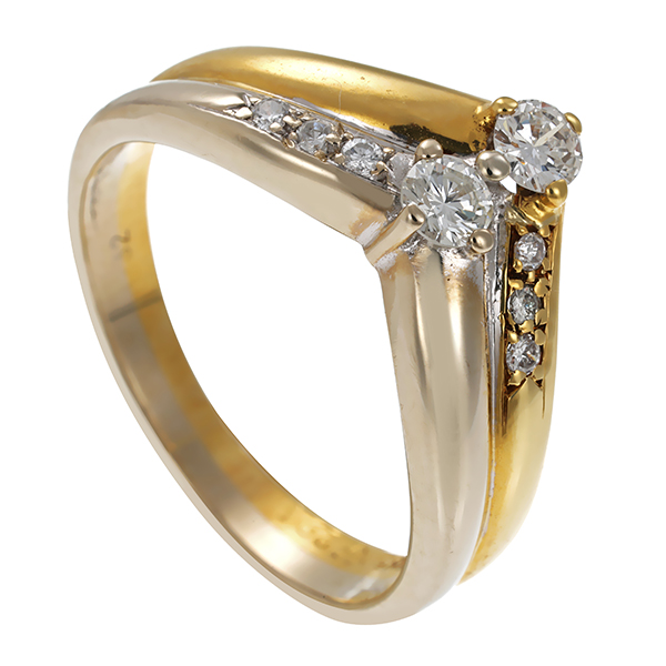 Brillantring, 14K, Gelb-/Weißgold, 0,32ct