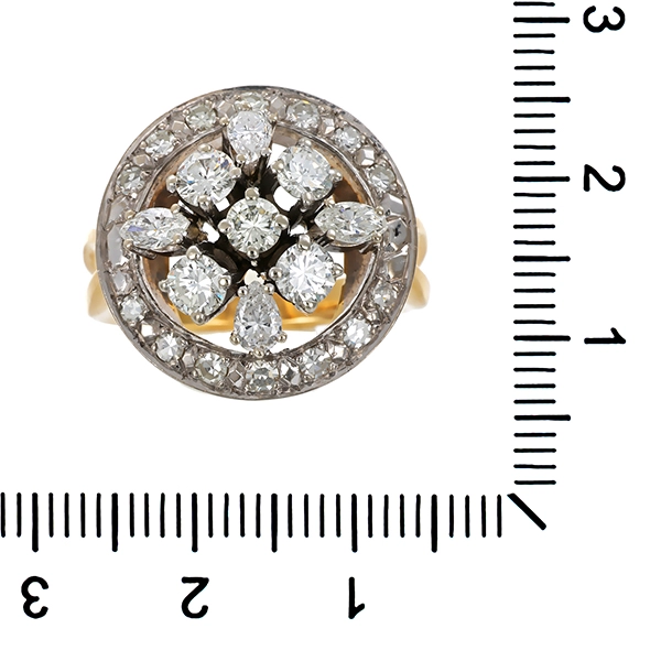 Diamantring, 18K, Gelb-/Weißgold, Brillanten, Diamanten