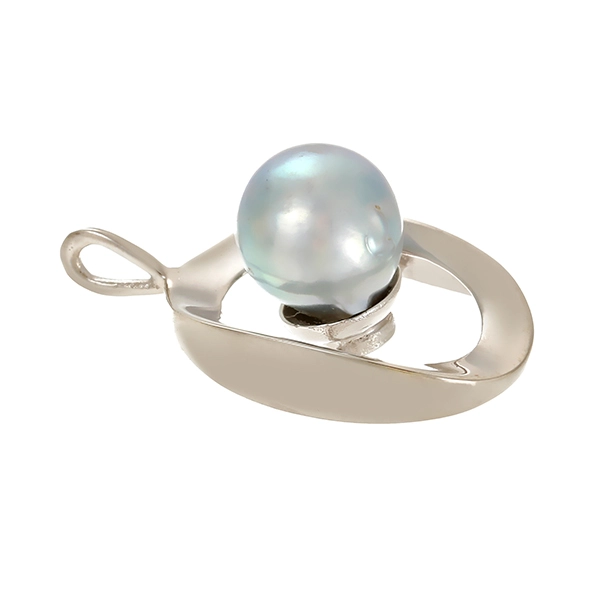 Anhänger, 14K, Weißgold, Perle