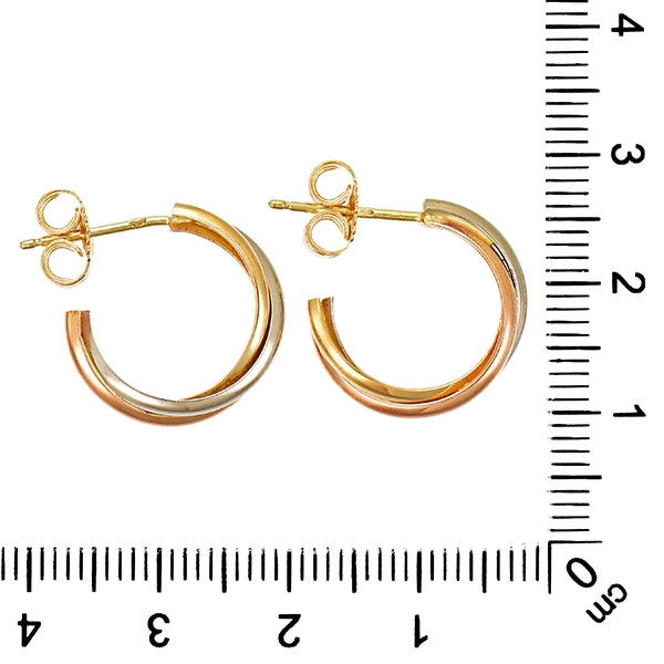 Steckcreolen, 14K, Rot-/Gelb-/Weißgold