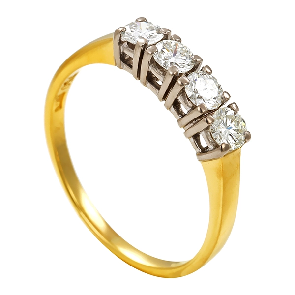 Diamantring, 18K, Gelb-/Weißgold, Brillanten