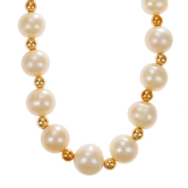 Perlenkette, 14K, Gelbgold, Perlen