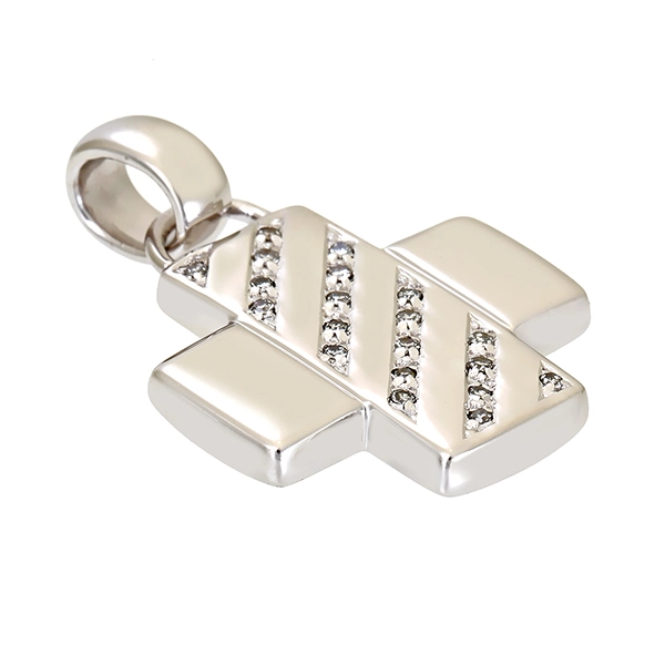 Anhänger, 14K, Gelb-/Weißgold, Diamanten, Kreuz