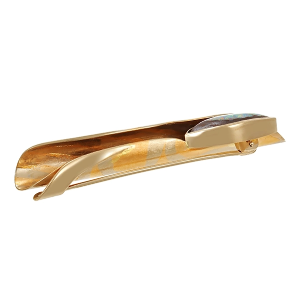 Brosche, 18K, Gelb-/Weißgold, Opal