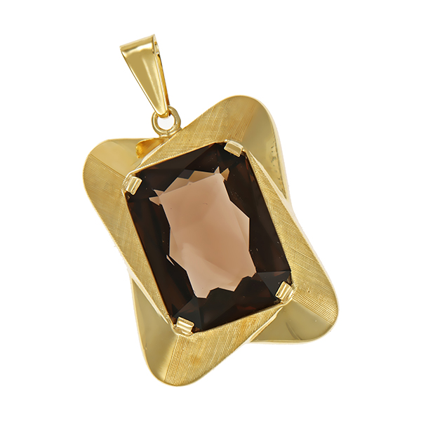 Anhänger, 14K, Gelbgold, Rauchquarz