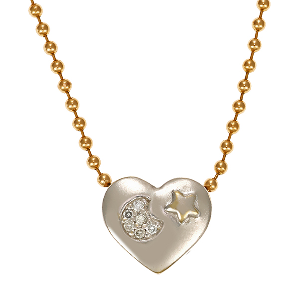 Collier, 14K, Gelb-/Weißgold, 6 Brillanten