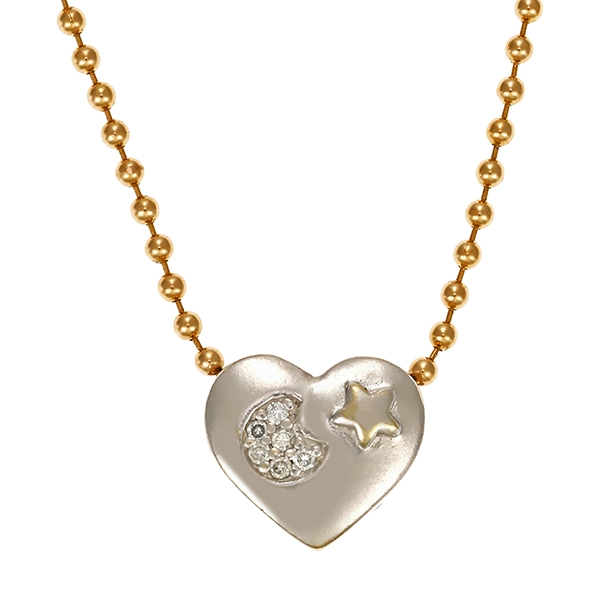 Collier, 14K, Gelb-/Weißgold, 6 Brillanten