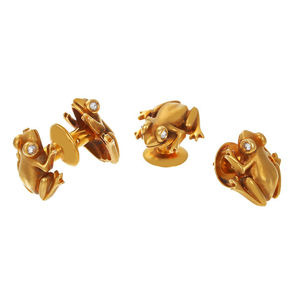 Manschettenknöpfe, 18K, Gelbgold, Diamant