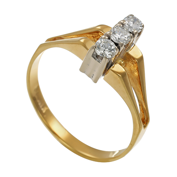 Diamantring, 14K, Gelb-/Weißgold , Brillanten zus ca 0,21ct