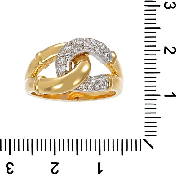 Ring, 18K, Gelb-/Weißgold, Brillanten
