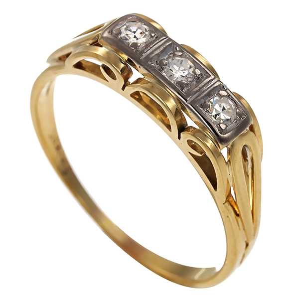 Diamantring, 14K, Gelb-/Weißgold