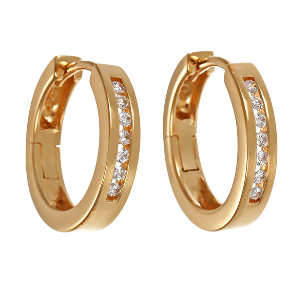 Creolen, 14K, Gelbgold, Brillanten