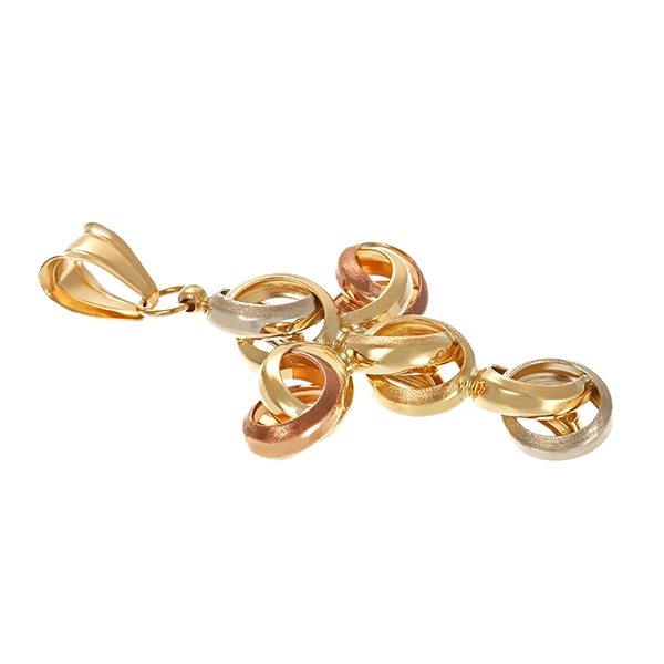 Anhänger, 8K, Gelb-/Weiß/-Rotgold, Kreuz