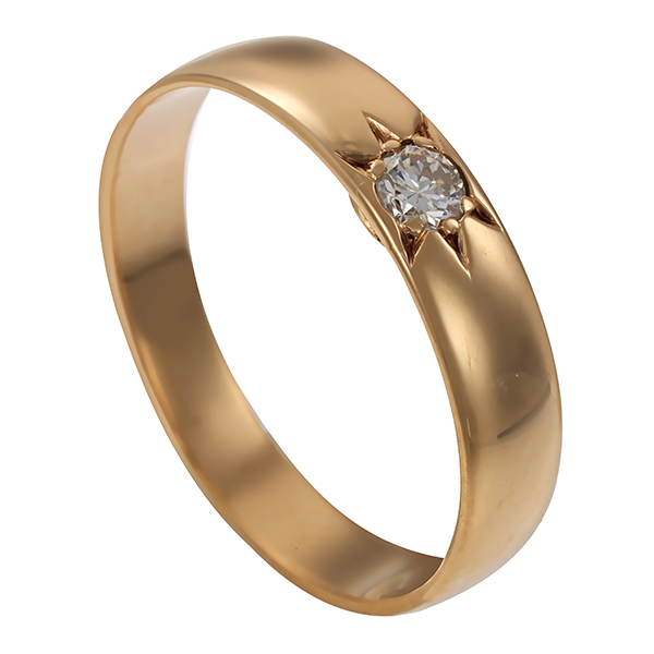 Diamantring, 14K, Gelbgold, Diamant 0,10 ct