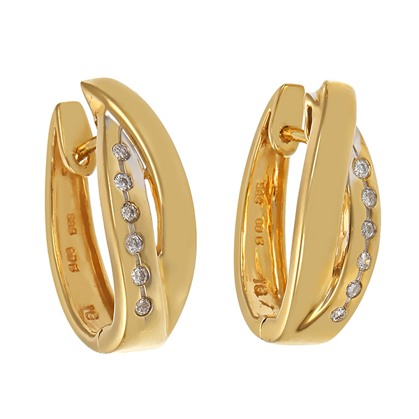 Creolen, 14K, Gelb-/Weißgold, Brillanten 0,12 ct