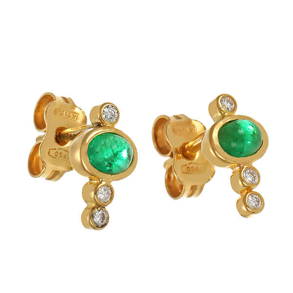 Ohrstecker, 18K, Gelbgold, Smaragd, Brillanten