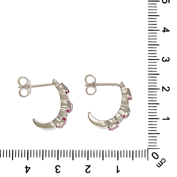 Ohrringe, 18K, Weißgold, Rubin, Zirkonia