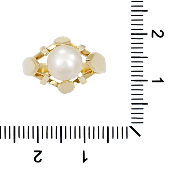 Ring, 14K, Gelbgold, Zuchtperle
