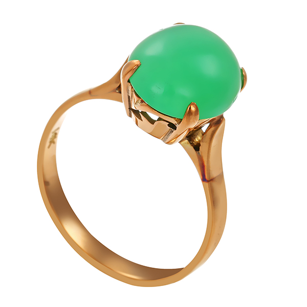 Ring, 14K, Gelbgold, Chrysopras