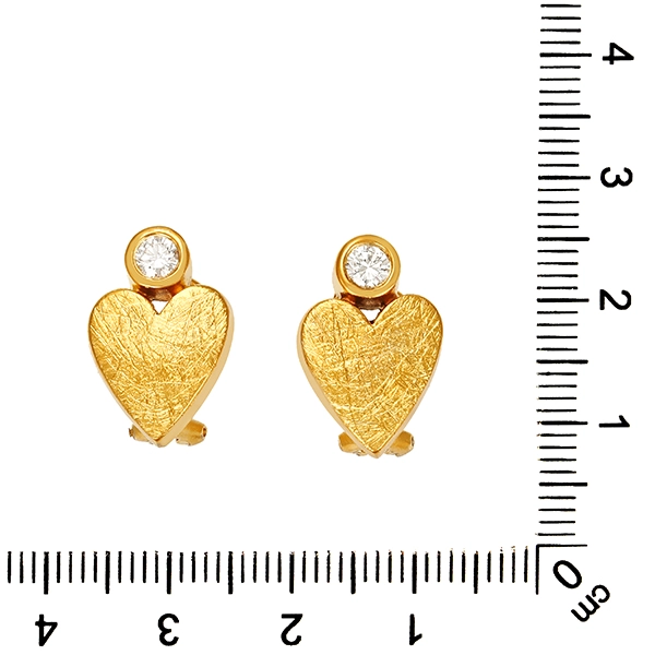 Ohrclipse, 18K, Gelbgold, Brillanten, Herz