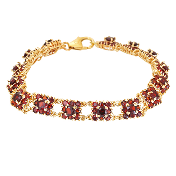 Armband, 14K, Gelbgold, Granat