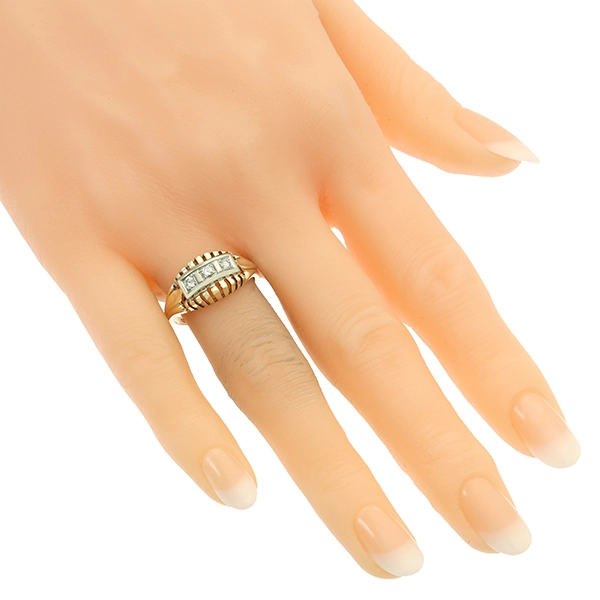 Diamantring, 14K, Gelb-/Weißgold, Brillant 0,15 ct