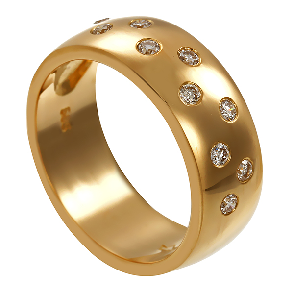 Ring, 14K, Gelbgold, Brillanten 