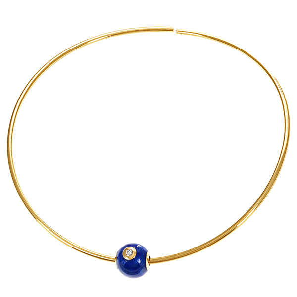 Collier, 18K, Gelbgold, Brillant, Emaille