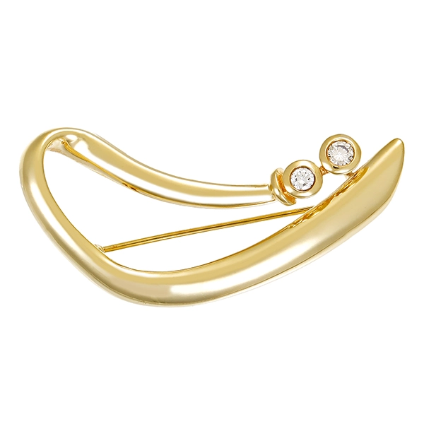 Brosche, 14K, Gelbgold, Brillanten