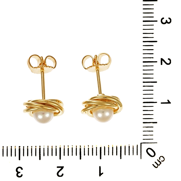 Ohrstecker, 18K, Gelbgold, Perlen