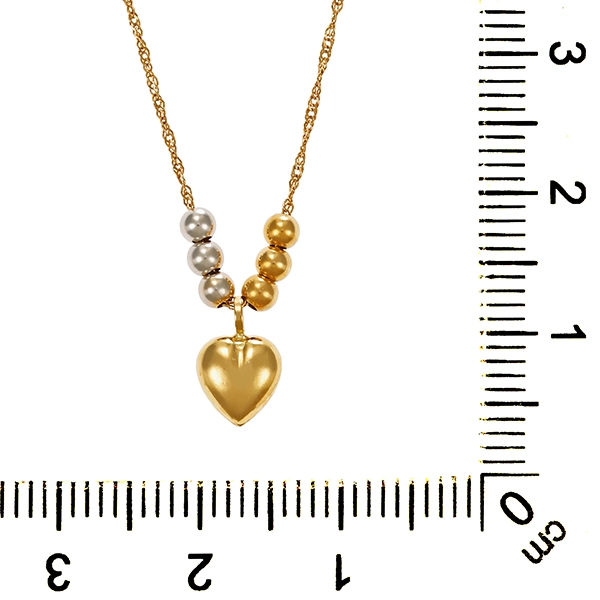 Collier, 18K, Gelb-/Weißgold, Herz