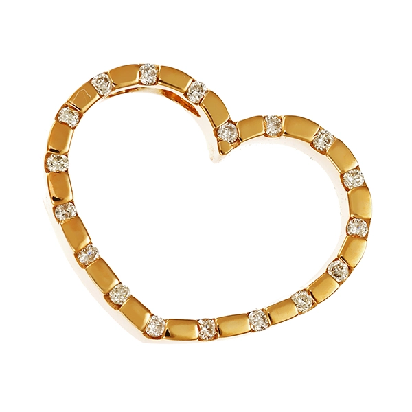 Anhänger, 14K, Gelbgold, Brillanten, Herz