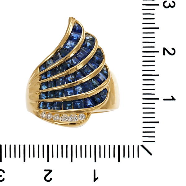 Ring, 18K, Gelbgold, Saphir, Brillant