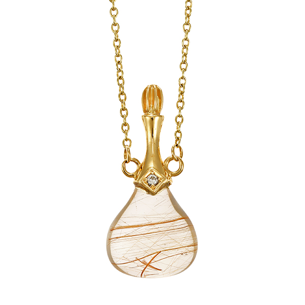Collier,14K, Gelbgold, Rutilquarz, Brillant