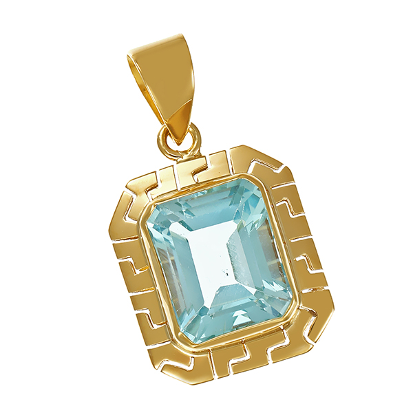 Anhänger, 14K, Gelbgold, Topas blau