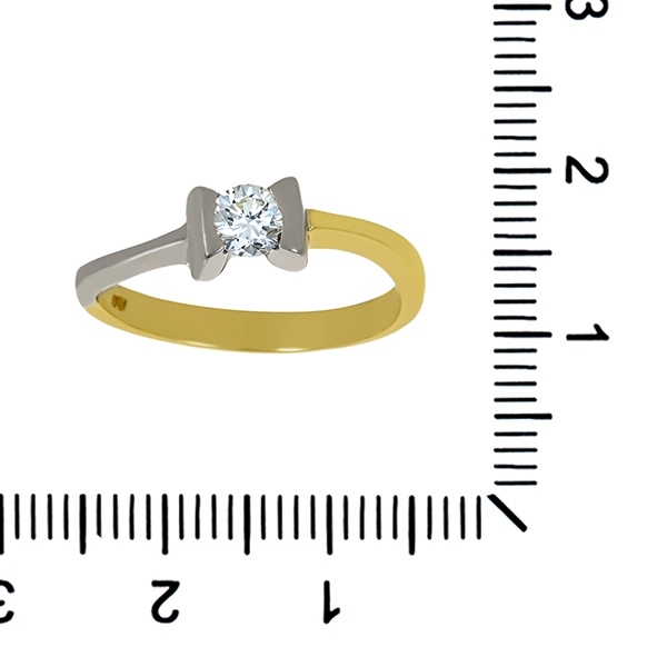 Diamantring, 18K, Gelb-/Weißgold, Brillant 0,34ct