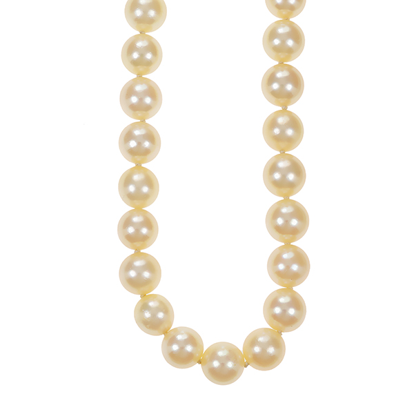 Perlenkette, 18K, Weißgold, Rubin, Perlen