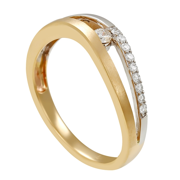 Diamantring, 14K, Gelb-/Weißgold, Brillanten 0,13 ct