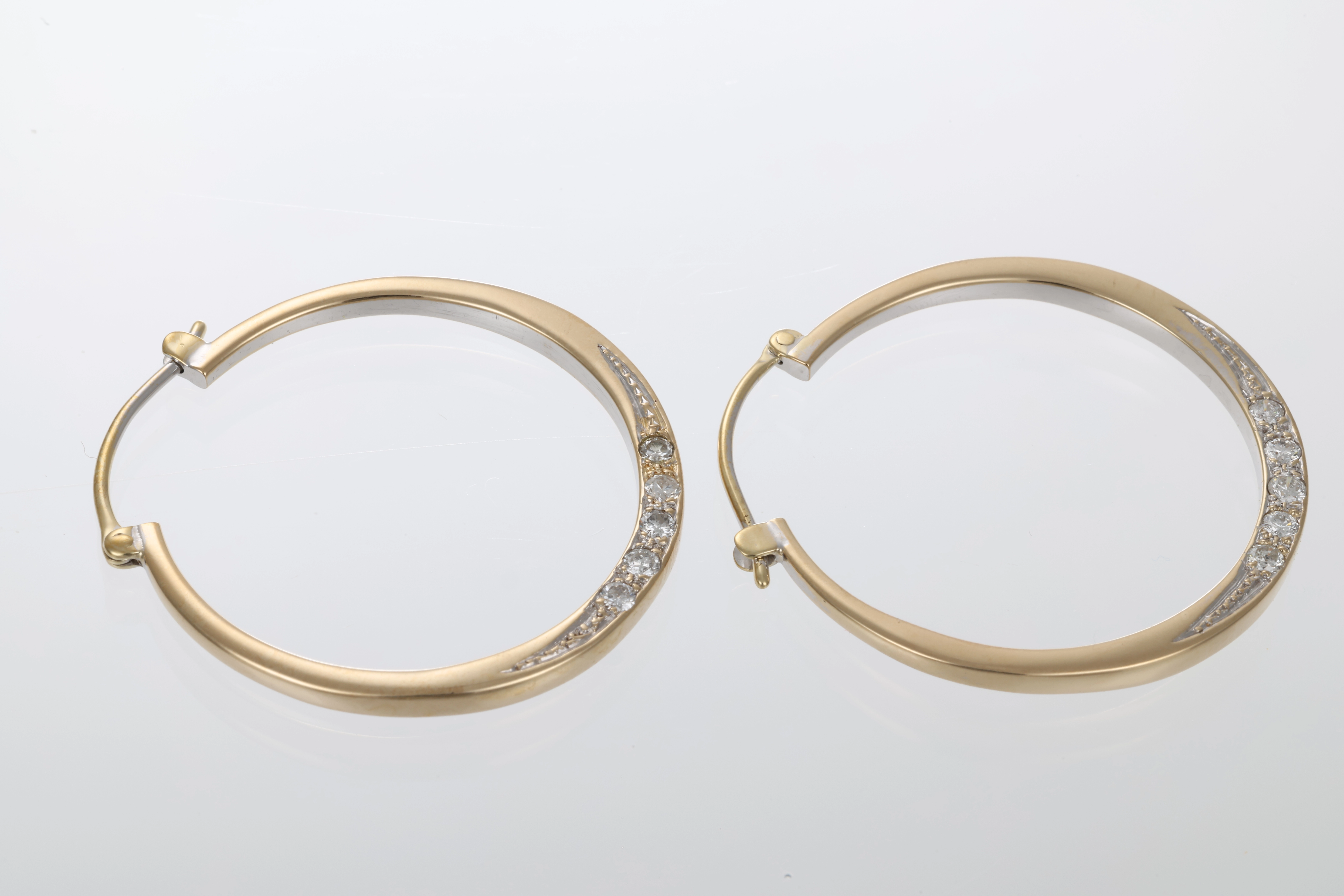 Creolen, 14K, Gelbgold, Brillanten