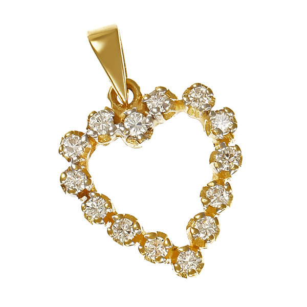 Anhänger, 14K, Gelbgold, Brillanten 0,14 ct, Herz