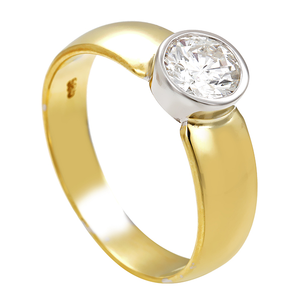 Diamantring, 14K, Gelb-/Weißgold, Brillant 0,75 ct