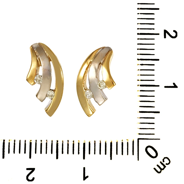 Ohrstecker, 14K, Gelb-/Weißgold, Brillanten