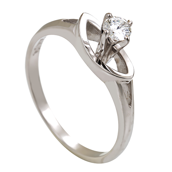 Diamantring, 14K, Weißgold, Brillant 0,18 ct