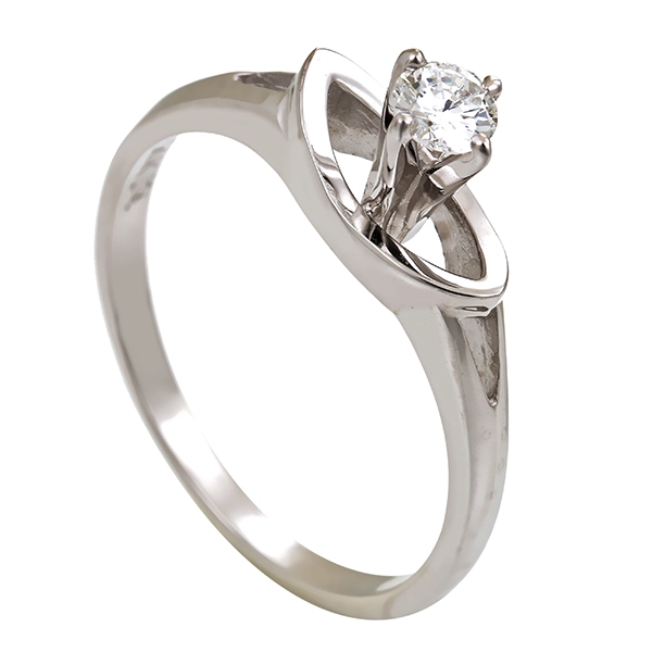 Diamantring, 14K, Weißgold, Brillant 0,18 ct