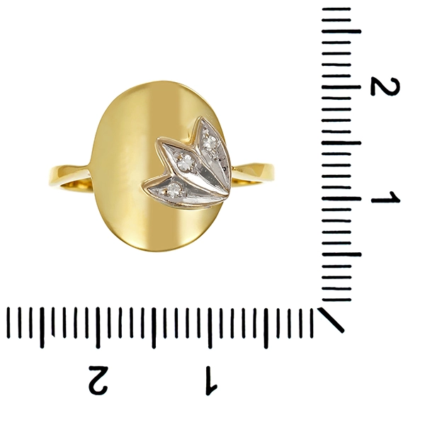 Ring, 14K, Gelb-/Weißgold, Diamanten