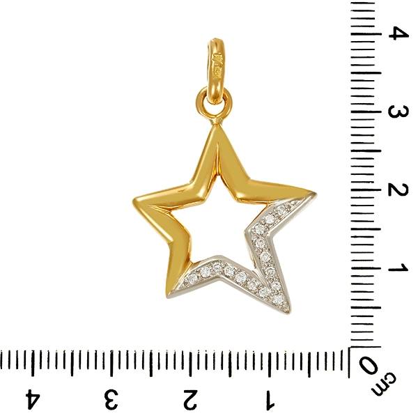 Anhänger, 18K, Gelb-/Weißgold, Brillanten, Stern