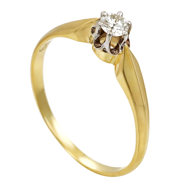 Diamantring, 14K, Gelbgold, Brillant 0,18 ct