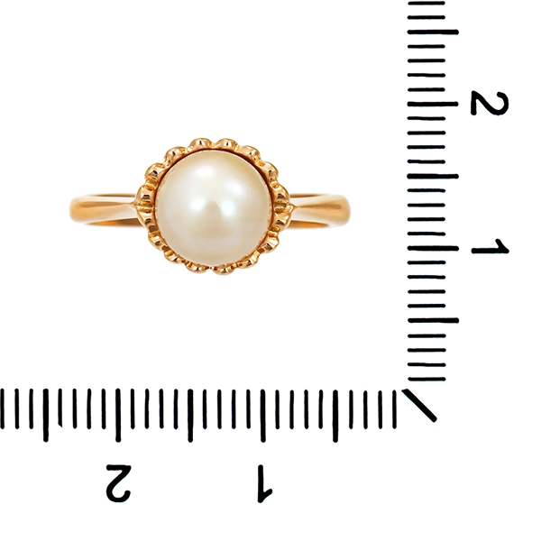 Ring, 18K, Gelbgold, Perle