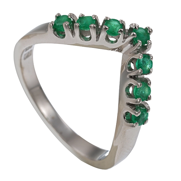 Ring, 14K, Weißgold, Smaragd